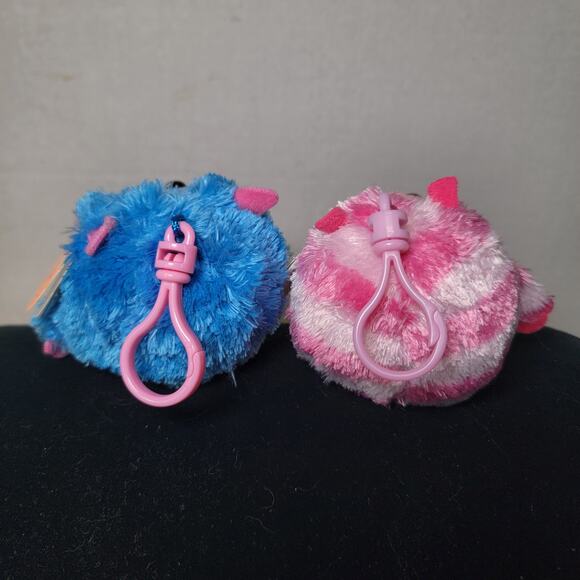 Set of 2 TY Monstaz Mini Clips: Blue Jerry w/ Tag & Pink Roxy w/ Tag - Picture 2 of 3